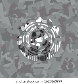 good customer feedback icon inside grey camo emblem