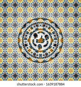 good customer feedback icon inside arabesque style emblem. arabic decoration.