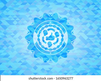 good customer feedback icon inside light blue mosaic emblem