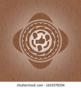 good customer feedback icon inside retro style wooden emblem