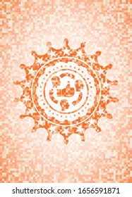 good customer feedback icon inside abstract emblem, orange mosaic background
