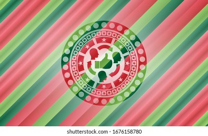 buen icono de comentarios del cliente dentro del emblema de estilo de colores de Navidad.