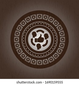 good customer feedback icon inside wood emblem. Retro
