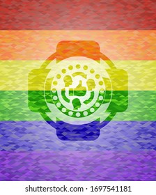 good customer feedback icon inside lgbt colors emblem 