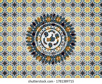 buen icono de comentarios de clientes dentro del emblema árabe. Decoración árabe. 
