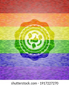 good customer feedback icon inside lgbt colors emblem. 
