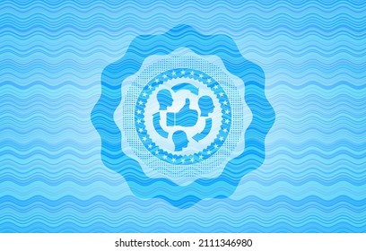 good customer feedback icon inside water representation emblem. 