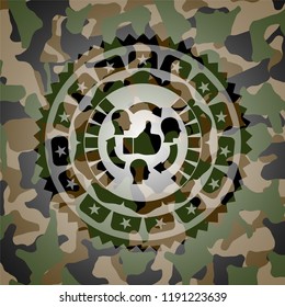 good customer feedback icon on camouflage pattern