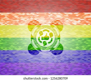 good customer feedback icon on mosaic background with the colors of the LGBT flag