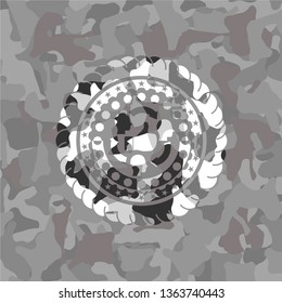 good customer feedback icon on grey camouflage pattern