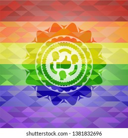 good customer feedback icon on mosaic background with the colors of the LGBT flag