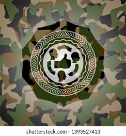 good customer feedback icon on camouflaged texture