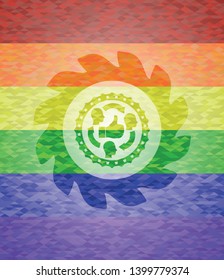 good customer feedback icon on mosaic background with the colors of the LGBT flag