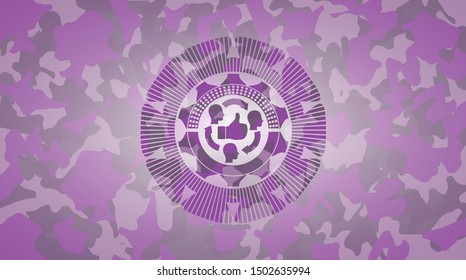 good customer feedback icon on pink camo texture