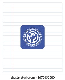 buen emblema del lápiz de icono de comentarios del cliente. Tinta azul. Ilustración vectorial. Detallado.
