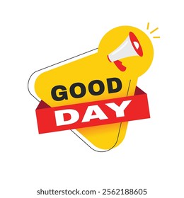 Good day banner, announcement lettering modern design. vector.