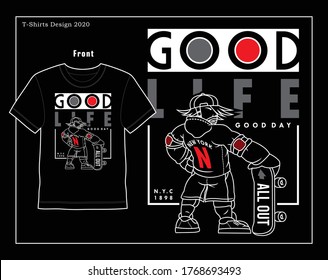 good day good life,vector typography skateboarding illustration design