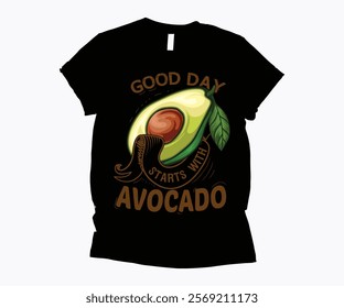 Good day starts with adocado vintage ribbon t-shirt design