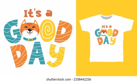 Good day typography with cat tees design concept