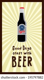 good days start with beer poster illustration