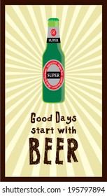 good days start with beer poster illustration