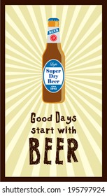 good days start with beer poster illustration