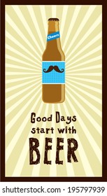 good days start with beer poster illustration