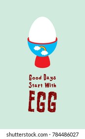 good days start with egg poster vector