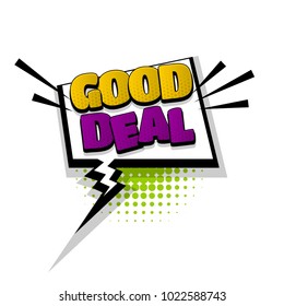 good deal hand drawn comic text design effects. Template comics speech bubble halftone dot background. Pop art style. Comic dialog cloud, text pop-art. Creative idea conversation sketch explosion.