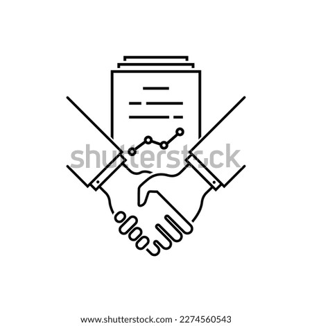 good deal with thin line handshake. flat stroke modern outline mediation logotype graphic art design isolated on white background. concept of upward and rising trend like insight or predictive value