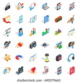 Good design icons set. Isometric style of 36 good design vector icons for web isolated on white background