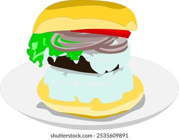 good detail vector of hamburger in flat design