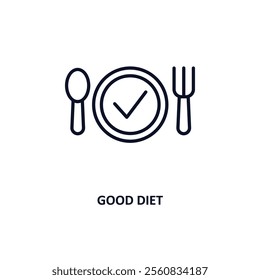 good diet outline icon.  Thin line icon from gym and fitness collection. Editable vector isolated on white background