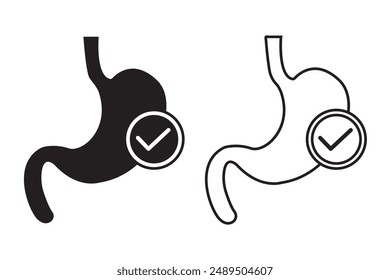 Good Digestion Icon Designed, Clean stomach colon anatomy symbol. Digestive system help with care sign. Healthy human gut support vector.