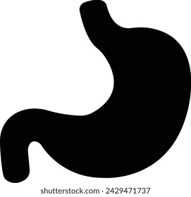 good digestion icon . improve stomach system vector symbol in black filled vector, human internal organs icon symbol, black silhouette images, endoscopy vector, isolated on transparent background.