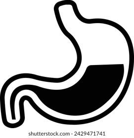 good digestion icon . improve stomach system vector symbol in black filled vector, human internal organs icon symbol, black silhouette images, endoscopy vector, isolated on transparent background.