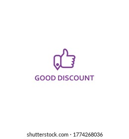 Good discount logos with thumbs by hand in the form of a price list