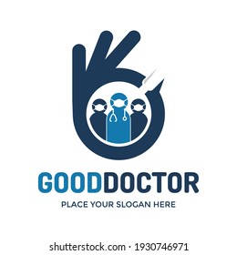 Good Doctor Vector Logo Template. This Design Use Paramedic Symbol. Suitable For Search Best Medical Practitioner.