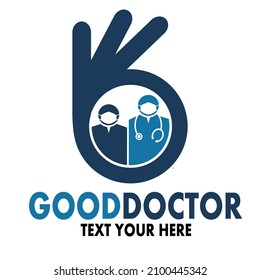 Good Doctor Vector Logo Template. This Design Use Paramedic Symbol. Suitable For Search Best Medical Practitioner.