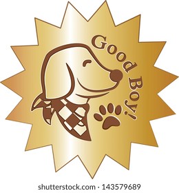 Good Dog (Good boy!) gold foil sticker. EPS 10