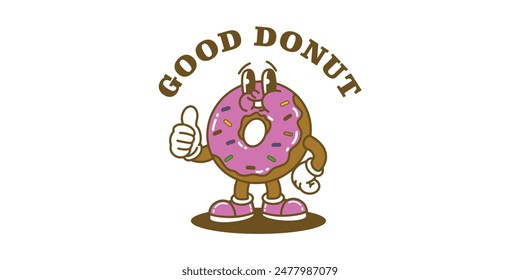 buena ilustración de personaje de donut logo de Vector