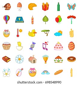 Good easter icons set. Cartoon style of 36 good easter vector icons for web isolated on white background