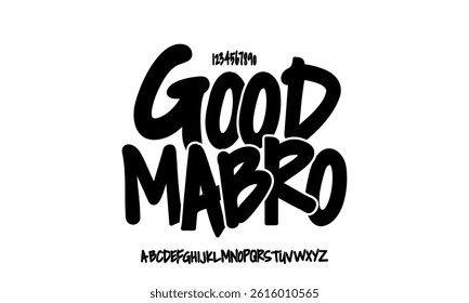 GOOD Elegant Font. Groovy Font. Graffiti Font. Creative Hand Drawn Uppercase and Number. Street Art Classic Lettering Fashion Designs Typography modern serif decorative vintage concept vector