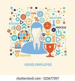 Good employee concept design on old background,clean vector