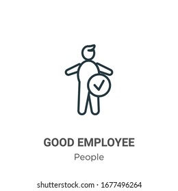 Good employee outline vector icon. Thin line black good employee icon, flat vector simple element illustration from editable people concept isolated stroke on white background