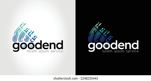 Logo-Konzept für "Good End"-Typografie, Design für Tech-Business-Logos, Digital-Logo-Symbol, Logo-Design für Technologie