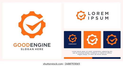 Gutes Logo-Design mit Getriebe und Tick