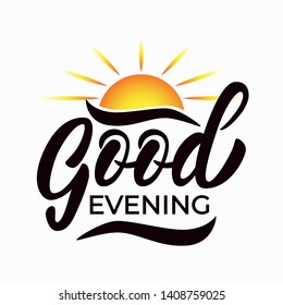 Good Evening Design Font Hand Lettering Stock Vector (Royalty Free ...