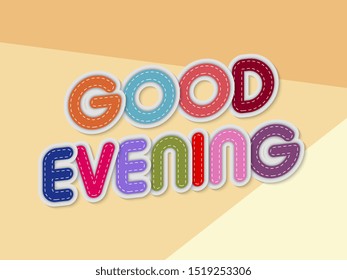 good evening letters banner with border stitches
