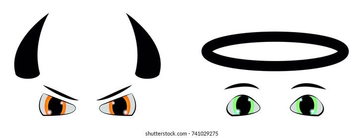 Good and Evil cartoon eyes set for design